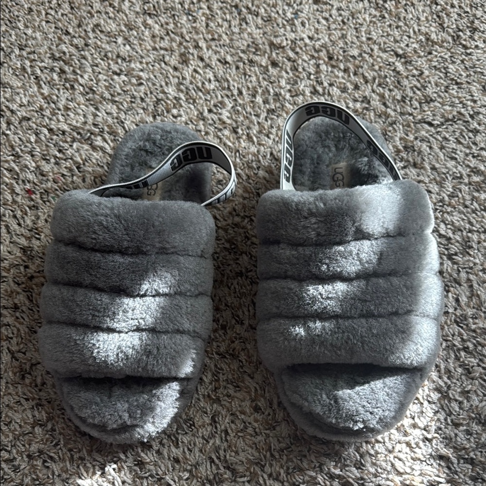 UGG Fluff Yeah Charcoal Slippers barely worn